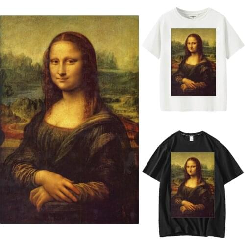 Mona Lisa Art Woman Patches Thermal Stickers on Clothes Fabric Iron-on Transfers for Clothing Thermoadhesive Patch Diy Applique