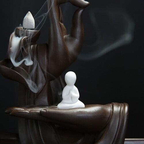 Backflow Incense Cones Bigger Tower Incense Burner Incense Stick Holder Lotus Incense Censer Little Monk Burner MJ