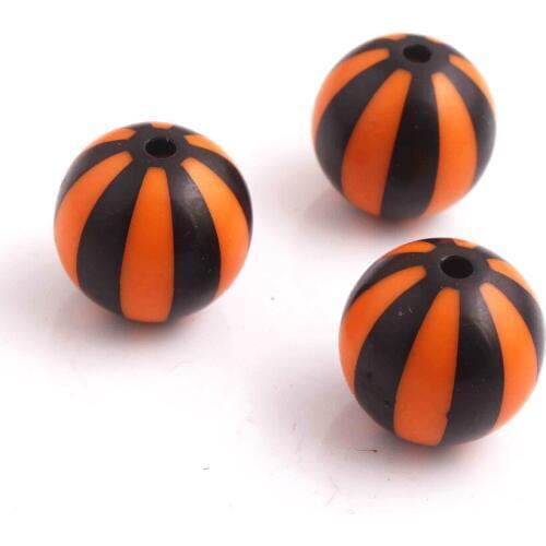 Kwoi vita black/orange Color 20mm 100pcs A lot Round Acrylic Watermelon Beads for Chunky Beads Necklace Jewelry