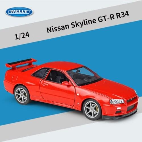 1:24 Nissan Skyline GTR R34 Alloy Diecast Simulation Metal Sports Toy Car Model Collection Decoration Boys Toy For Children Gift