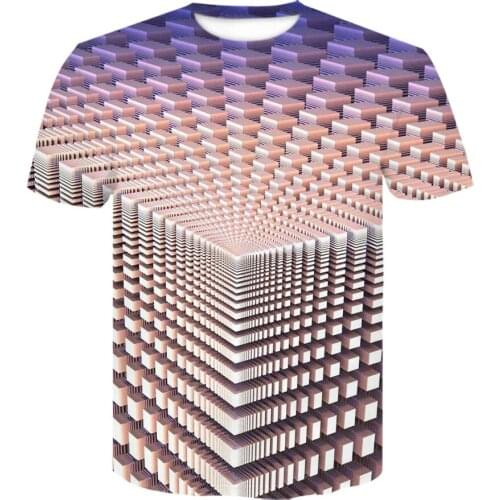 2021 New Arrival t-shirt Mens Geometric 3D Three-dimensional Pattern Digital Printing T shirt Tops Male Short Sleeve Fit Tees
