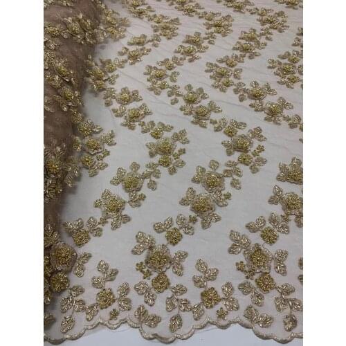 New embroidery fabric WITH beads S-2986817 embroidery tulle mesh lace For wedding evening dress