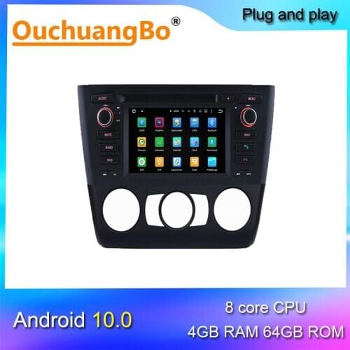 Ouchuangbo android 10 car multimedia stereo gps navigation radio for E81 E82 E88 manual with 1080P wifi 8 core 4GB+64GB