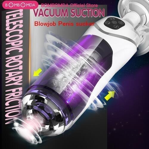 Full Automatic Piston Telescopic Rotation Male Masturbator for Men Sex Toys Real Vagina Sucking Vibrator Handsfree Sex Machine