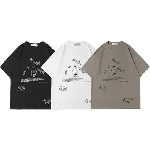 Casual goth punk rock cartoon demon print shirt 2021 shirt male INS trend personality dark black short-sleeved shirt y2k top