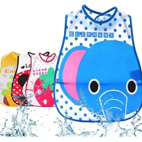 Adjustable Baby Bibs EVA Plastic Waterproof Lunch Feeding Bibs Baby Cartoon Feeding Cloth Children Baby Apron Babador de bebe