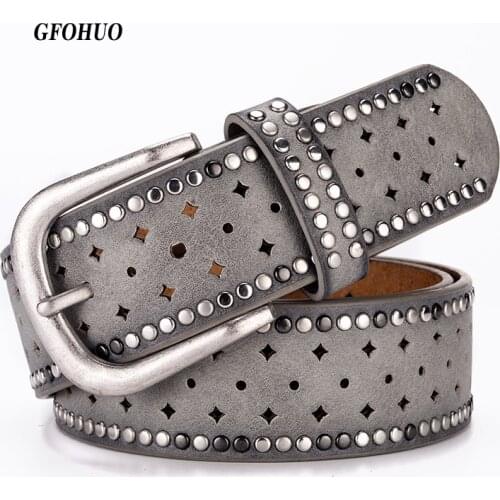 Original design new vintage lady belt handsome hollow out rivet All-match fashion female belts top quality women wide belt