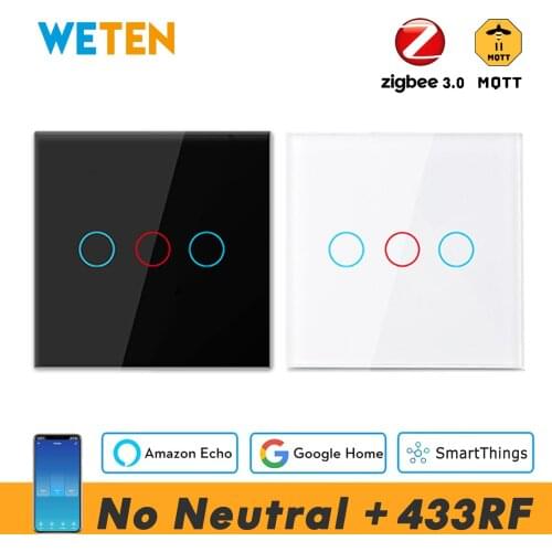 Zigbee Smart Wifi Touch Light Switch No Neutral 433 RF Support Tuya eWeLink Sonoff Smartthings Hub Zigbee2mqtt Alexa Google Home