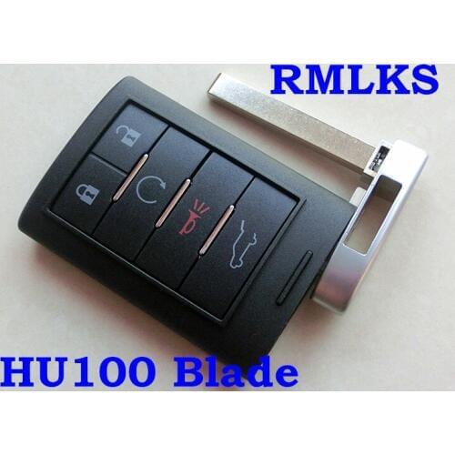 RMLKS Replacement Car Key Shell For Cadillac CTS DTS Smart Remote Key Case Entry Fob Key Blanks Uncut HU100 B106 Blade