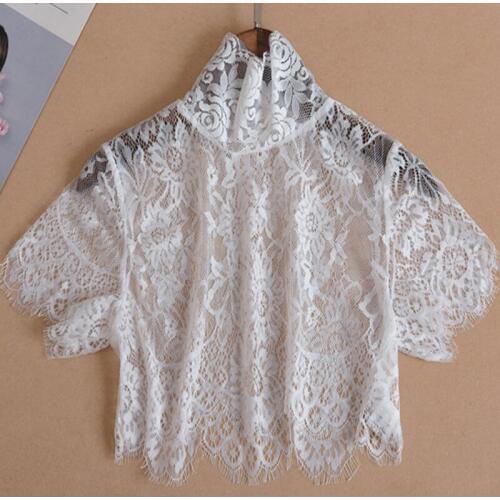 New high female wild sweater Fashion fold elegant removable collares wooden ear Blous shirt fake collar female wild bottom short