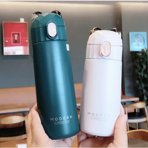Modern Bear Thermos Water Bottle 304 Stainless Steel For Boys and Girl Gift Blue Pink Vacuum Flask Coffee Mug Insulated Cup