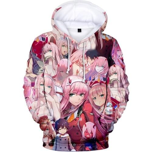 DARLING In The FRANXX Hoodies Hipster Anime Zero Two Hoodie Sweatshirt Unisex Pink Girls Face Hoody Tops Kawaai Cute Pullovers