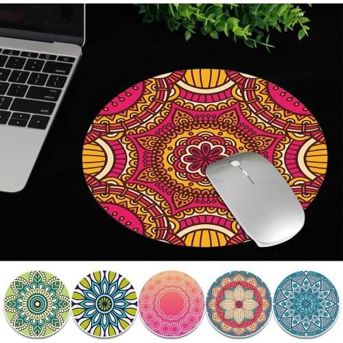 Universal Computer Mousepad Desk Mat Gaming Mouse Pad for Apple/Huawei/ Xiaomi/ Hp/Lenovo Mandala Series 22*22cm Round Mouse Mat