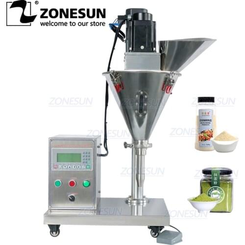 ZONESUN Semi-Automatic Powder Filling Machine Bleaching Detergent Powder Auger Dosing Powder Dispenser Coffee Powder