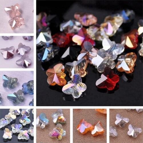 10pcs 10X8mm Charms Butterfly Faceted Glass Crystal Loose Beads Lot For Jewelry Making DIY Crafts
