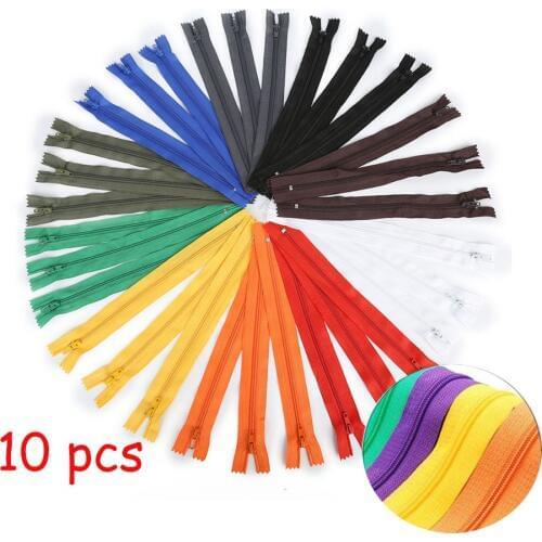 10Pcs Nylon Colorful Fastener Coil Zippers for Trousers Clothing Garment Sewing Handcraft DIY Accessories 20cm
