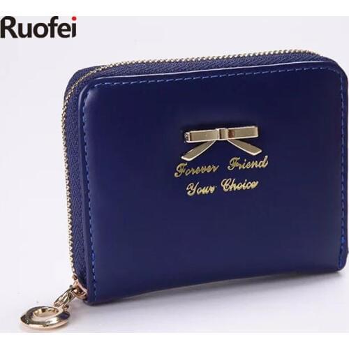 2019 Fashion women short clutch Wallets female Fashion PU Leather Bowknot coin bag phone purses Famous designer lady cards holde