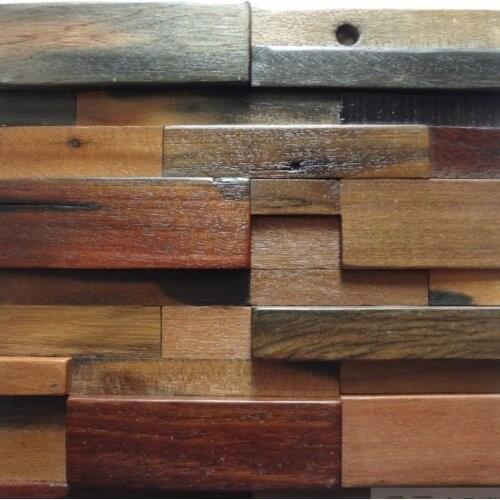 3D convex old ship wood tiles natural rustic wood wall tile wooden mosaic for bar backsplash country style wall tiles