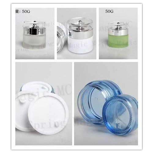 50g Frosted Glass Cream Jars Skin Care Refillable Bottle Face Cream Skin Care Cosmetic Container With Silver Lid Eye Cream Jars