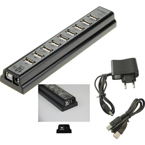 50pcs Hot 10 Port USB 2.0 Hub Multi Outlet Power Strip Type