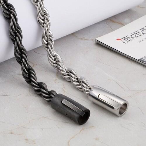 8.66'' black Mens Stainless Steel Twist chain Link Chain Bracelet 8mm jewelry