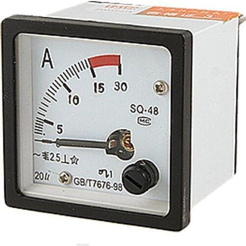 GTBL SQ48 Analog AC Current Panel Meter Ammeter 0-15A Gauge White + Black