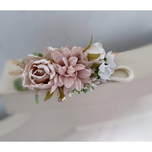 Free Shipping Blush Pink White Flower Girl Headband