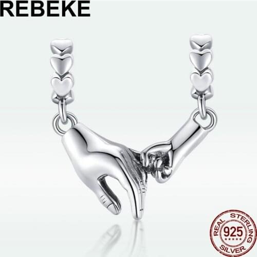Original Hand in Hand pendant beads fit bangle & necklace woman jewelry 925 sterling silver charm DIY luxury gift making scc1700