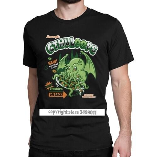 Cthuloops All New Flavors Men Tshirt Lovecraft Cthulhu Mythos Cotton Tops Novelty Tee Shirt Harajuku Tee Shirt for Men