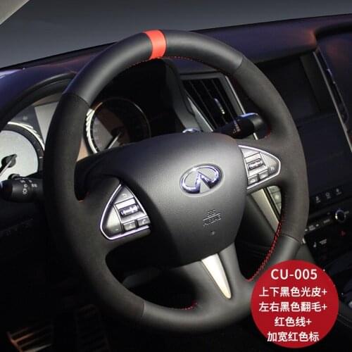 For Infiniti QX70 30 QX56 80 ESQ M25 DIY black suede leather special car interior steering wheel cover car wheel cover