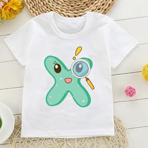 Letter Cartoon Boys Girls T-Shirt Print Fashion Clothing Casual Top Summer Funny Bottoming T Shirt For Children,YKP073