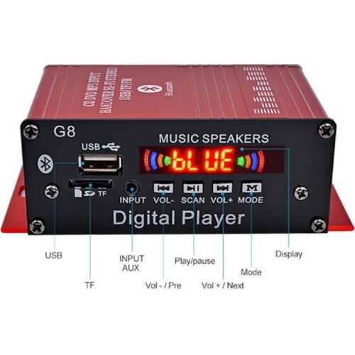 G8 Car 12V 200W 4 Channel Digital Power Amplifier Stereo bluetooth AUX FM MP3