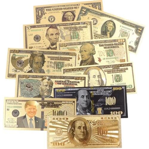 10pcs/lot US Gold Foil Banknote America Fake Banknotes Collection For Decoration