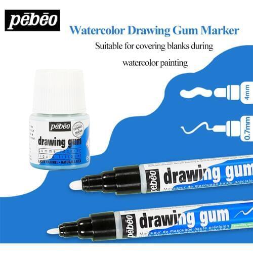 Pebeo Watercolor Liquid Covering Blank Marker 0.7/4mm Leaving White Pen Drawing Gum Supplement Liquid 45ml Blocking Liquid Gum