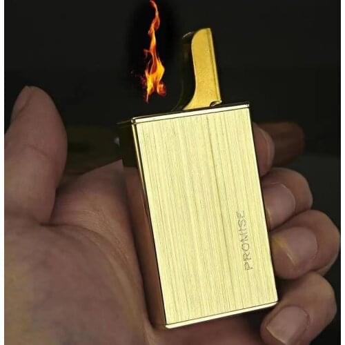 Honest Genuine brass gas inflatable lighter creative personality ultra-thin metal grinding wheel fire mens gifts