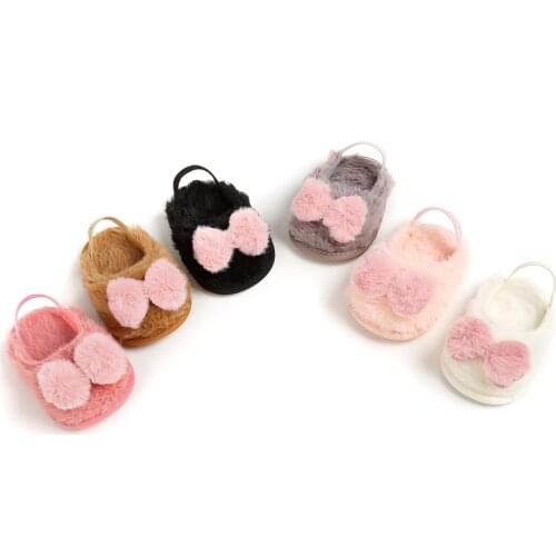2021 Newest Newborn Infant Baby Girls Crib Shoes Soft Plush Bow Princess Shoes Toddler Girls Gifts For 0-18M Baby