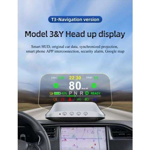Head Up Display Speedometer OBD2 HUD for Tesla Model 3 or Tesla Model Y Display Speed Light Gear Navigation Guide Battery Alarm