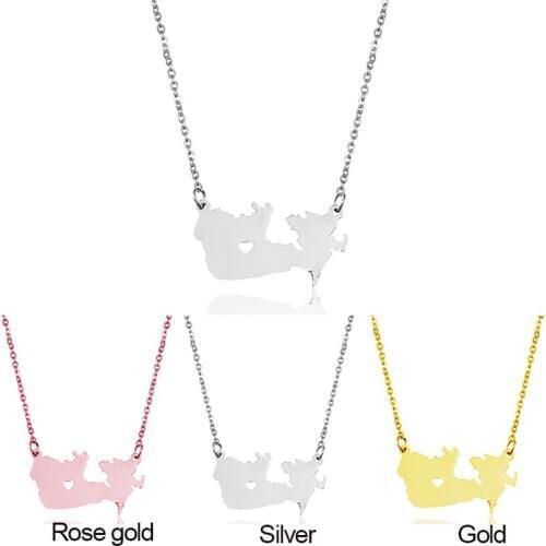 Canada Map Pendant Necklaces Charm Country Necklace Rose Gold Stainless Steel Love Hometown Gifts Women Fashion Jewelry