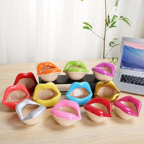 Dropshopping Bonsai Pot Beauty Lips Lipstick Ornaments Korean Creative Ceramic Ashtray Big Lips Ashtray Decorations for Home