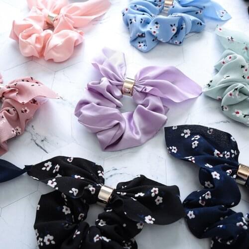 1PC New Alloy Cloth Art Curl Ear Knot Womens Elastic Hair Bands Ponytail Holder Rubber Bands Scrunchie Kids HeadWear