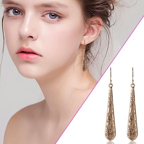 Dangle Earring Water Drop Retro Gold Earring for Women Emperament Engagement Party Jewelry Accessories Gift Boucle Oreille Femme