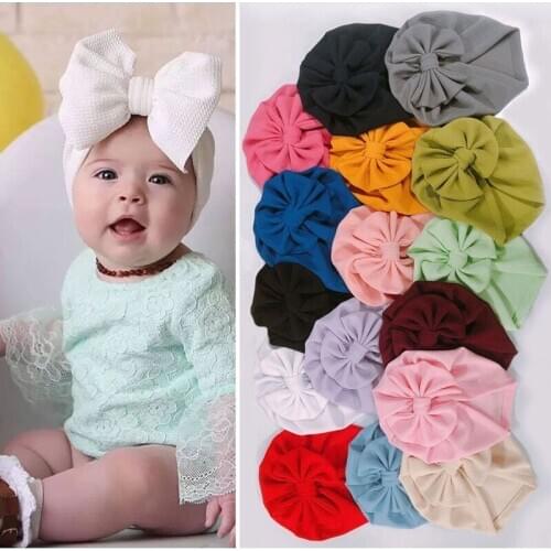 Bebe Hat Newborn Soft Know Bow Indian Cap Turban Corn Krnels Flower Children Kids Caps Lovely Girls Head Wrap Bonnet Accessories
