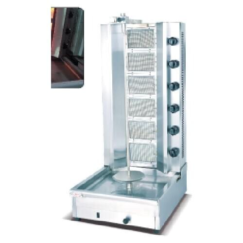 Six burners shawarma machine,Doner kebab machine,gas bbq , Doner and gyros grill by sea to port