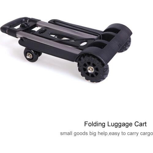 Aluminum Alloy Car Folding Luggage Cart Portable Travel Trailer Household Luggage Cart Shopping Trolley