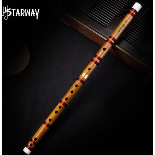 STARWAY Pluggable Bitter Bamboo Flute Dizi Traditional Handmade Chinese Musical Woodwind Instrument Key of D Study Level