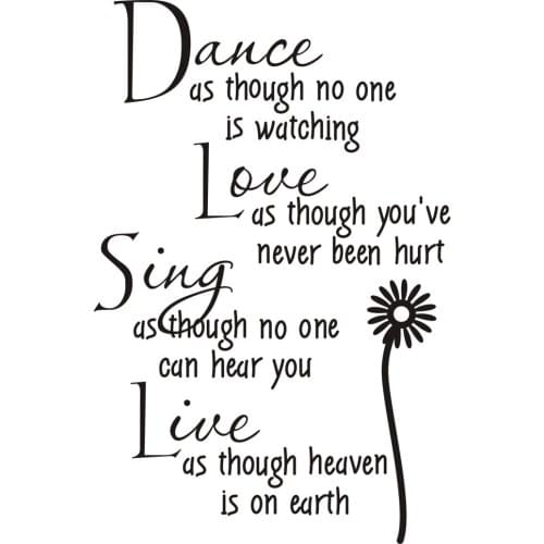 Dance as though no one is watching love quote wall decals removable vinyl wall stickers home decor bedroom wall art sticker