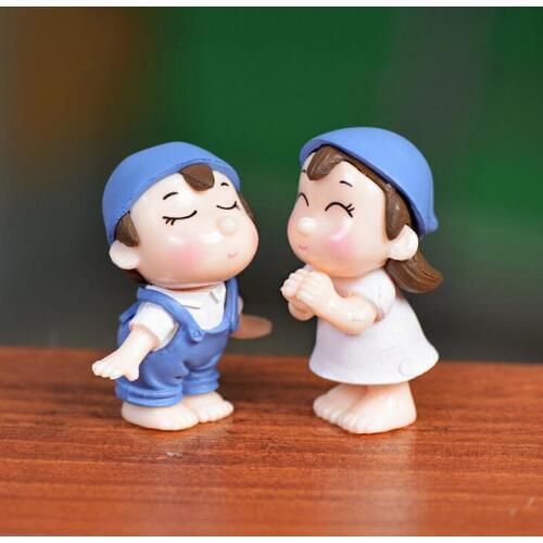 Smiling Lover Figurine Miniature Statue Sculpture wedding Decoration fairy garden Cartoon Character resin craft toy TNA130