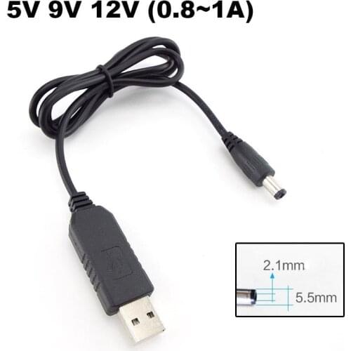USB Converter DC 5V to DC 9V 12V Power Supply Adapter Step UP Module Boost Connector Line Wire USB Plug to DC Cable 2.1x5.5mm