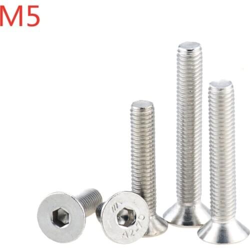 10PCS M5x8-50 10 12 16 20 30 304 Stainless Steel Hexagon Hex Socket Countersunk Screw Flat Head Screw Allen Bolts DIN7991 M5*8