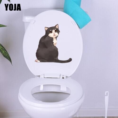 YOJA 21.6*22.8CM A Gentle Cat BedRoom Home Decor Wall Sticker Toilet Decal Funny Animal T3-0464
